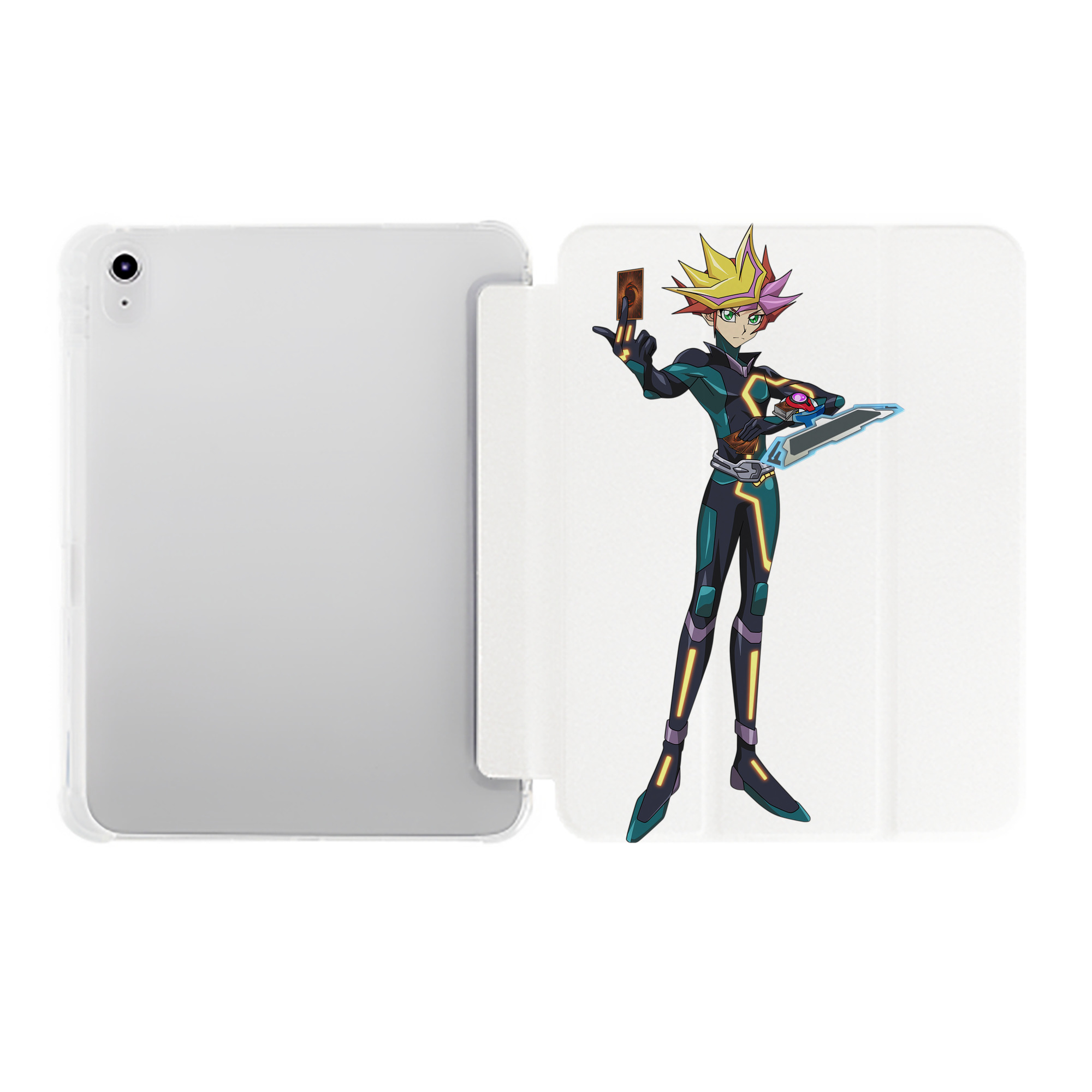 （画像用） 遊☆戯☆王 Yu-Gi-Oh! IPad ケース ペン収納付き 三つ折りスタンド PUレザー×シリコン 対応機種9.5/10.5/10.9インチ